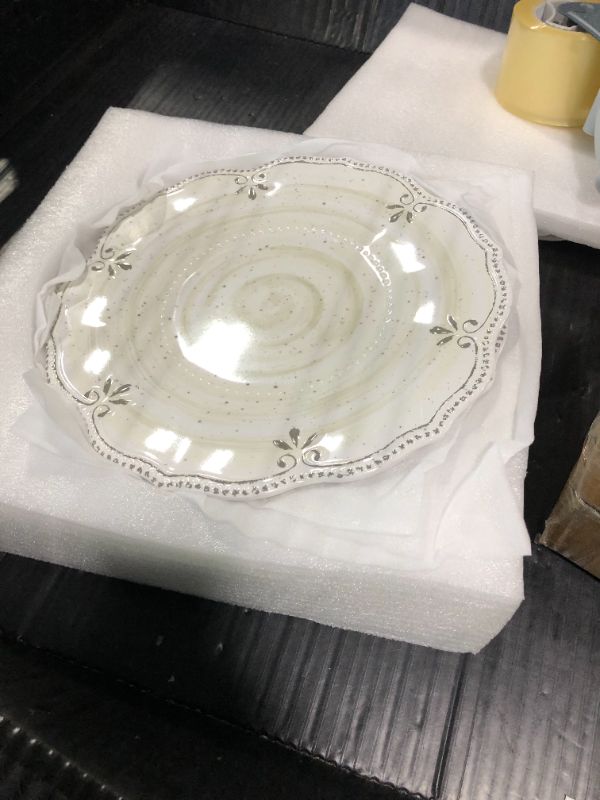 Photo 1 of *****MISSING PLATES*****Dinnerware Sets 12 pcs Plates and Bowls Sets Melamine Plates Indoor and Outdoor use French Court Style Dish Set Plate Set for 4 Dishwasher Safe?White?