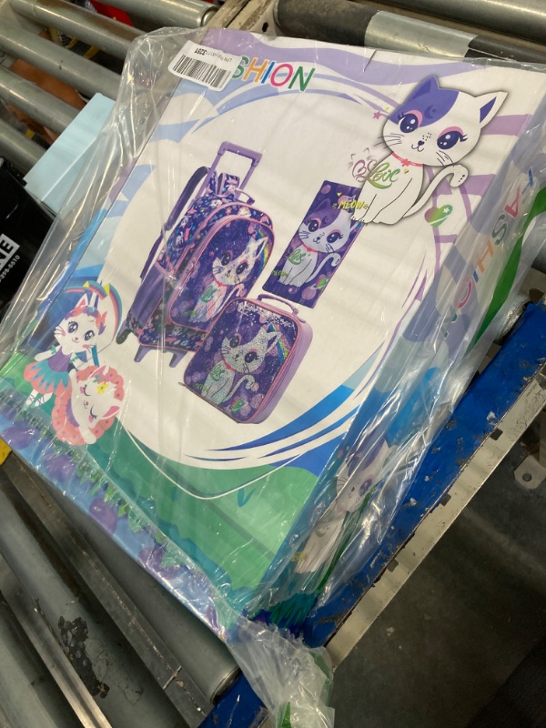 Photo 1 of ****NO ROLLER WHEELS***** KLFVB Kids Backpack for Girls, School Bag with Lunch Bag, Wheeled Sequins School Bookbag for Children - Cat