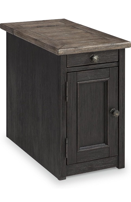 Photo 1 of *** SIMILAR IMAGE UNKNOWN SIZE OR MODEL***Signature Design by Ashley Tyler Creek Rustic Chair Side End Table with Pull-Out Tray & USB Ports, Brown
