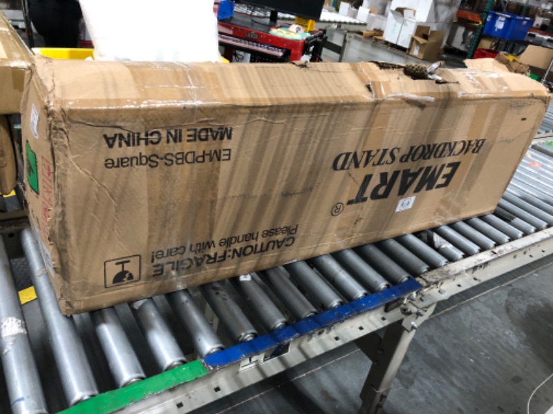 Photo 1 of EMART 10ft Square Backdrop Stand Heavy Duty, Pipe and Drape Photo Background Support Kit, Adjustable Metal Frame with Flat Base for Wedding Birthday Party Decorations