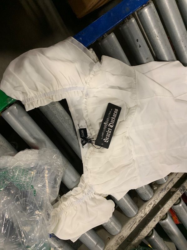 Photo 1 of ***A BIT STAINED*** Summer Blouses for Women White Vintage Square Neck Victorian Flutter Sleeve Blouse Slim Fit Shirt White LARGE