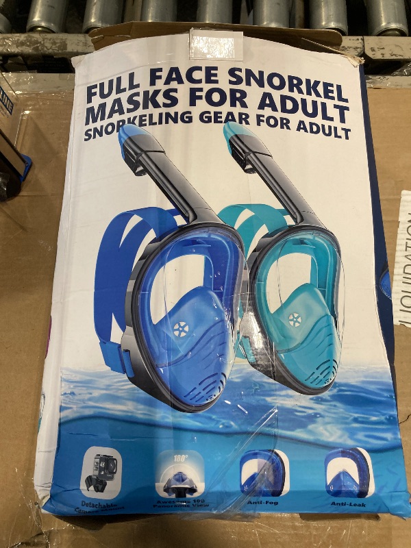 Photo 1 of ***** NEEDS TO BE THOROUGHLY CLEANED ********* QingSong Full Face Snorkel Mask for Adults, Snorkeling Gear with Camera Mount, 180 Degree Panoramic View Snorkel Set Anti-Fog Anti-Leak
