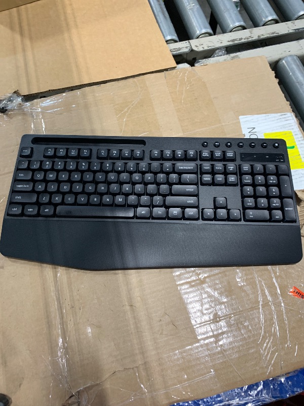 Photo 1 of ***** MISSING BATTERY COVER***** Wireless Keyboard and Mouse Combo with Palm Rest, Phone Holder, Full-Size Quiet Wireless Ergonomic Keyboard and Mouse, Comfortable Natural Typing Compatible for Windows, Laptop, Mac, PC