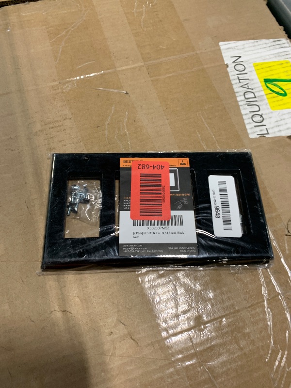 Photo 1 of [2 Pack] BESTTEN 4 Gang Decorator Wall Plate, Standard Size, Unbreakable Polycarbonate Outlet and Switch Cover, H4.53” x W8.23”, UL Listed, Black