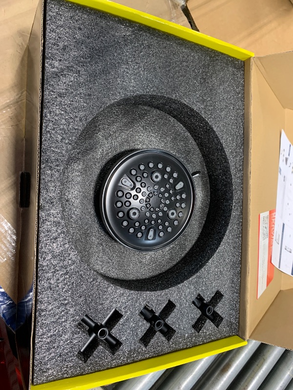 Photo 1 of ***** MISSING LARGE SHOWER HEAD ***** PROOX 3 Handle Tub Shower Faucet Set, 9-Setting Rainfall Shower Head with Tub and Shower Trim Kit with Rough-in Valve, Matte Black Bathtub Shower Faucets, Wall Mounted Bathroom Rain Shower System