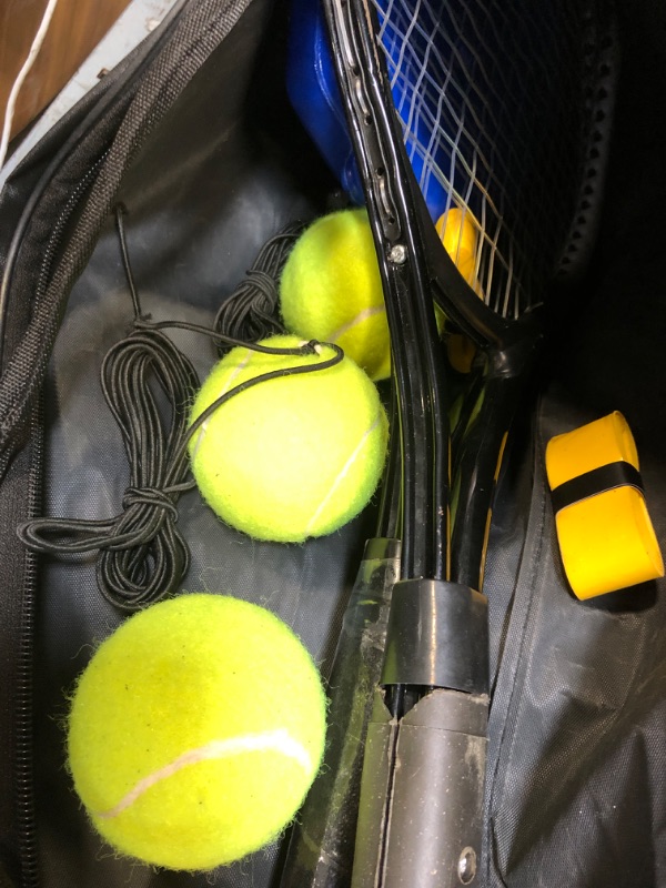 Photo 1 of **BROKEN* VERY USED**Magicorange 21 inch Tennis Rackets for Kids 2 Players Recreational Kid Tennis Racquet Set for Beginners and Professional with 4 Balls, 3 Overgrips, 1 Bag(Black)
