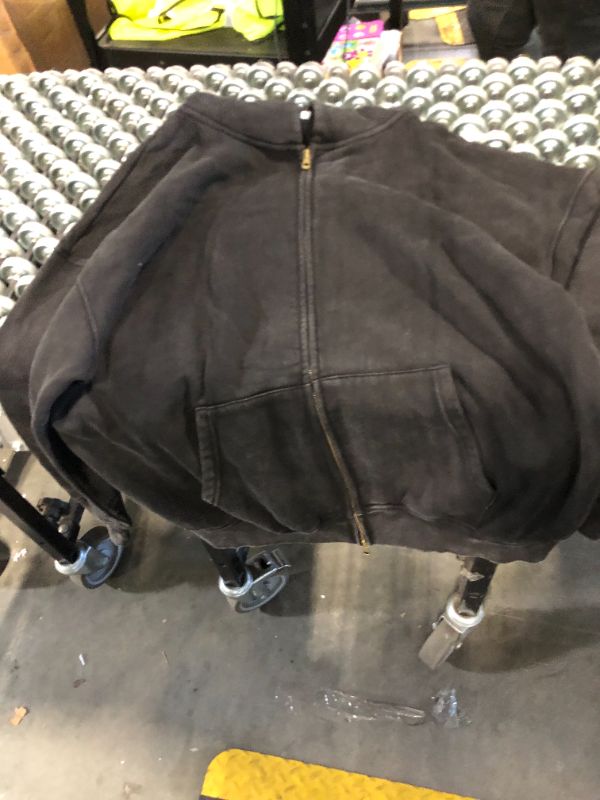 Photo 1 of ***USED****Dnzzs Mens Zip Up Hoodie Oversized Acid Wash Hoodie Heavyweight Fleece Full Zipper Vintage Sweatshirt Fall Fashion Zip Jacket,Black,L