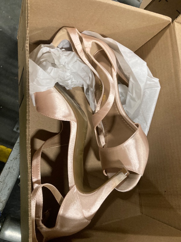 Photo 1 of **DIRTY**DREAM PAIRS Womens NILE Fashion Stilettos Open Toe Pump Heel Sandal, Champagne Satin - 8