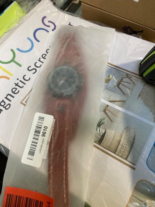 Photo 1 of **DAMAGE**JewelryWe Wide Leather Cuff Watches: Mens Steampunk Round Quartz Hip Hop Leather Wristwatches