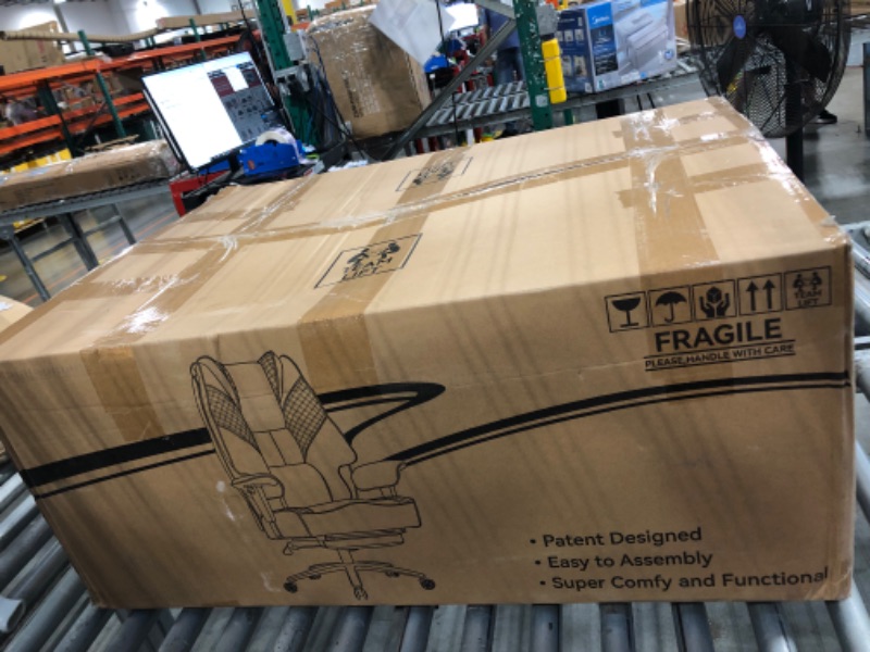 Photo 1 of **MISSING LEGS**EXCEBET Big and Tall Office Chair 400lbs Wide Seat, Leather High Back Executive Office Chair with Foot Rest, Ergonomic Chairs Lumbar Support for Lower Back Pain Relief (Black)