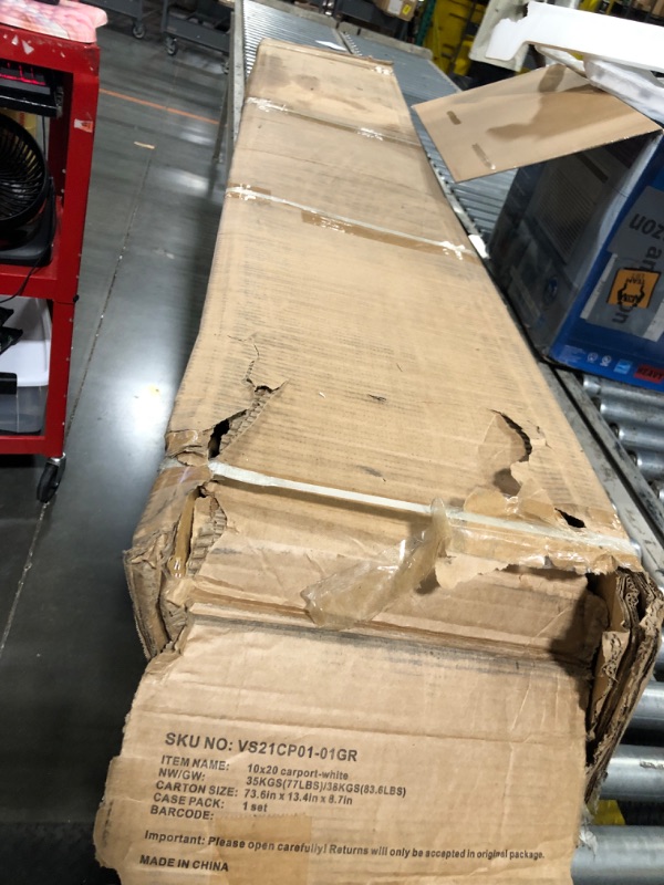 Photo 1 of ** ONLY TUBES** 10x20 ft Heavy Duty Car Canopy Galvanized Frame Carport Outdoor Party Tent Boat Shelter with Reinforced Structure, No Sidewall - Light Grey