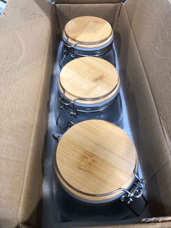 Photo 1 of [ Taller ] 92oz Glass Jars with Airtight Lid, Large Glass Food Storage Jars, 3 Pack Wide Mouth Airtight Glass Jars for Kitchen Pantry Spaghetti, Square Mason Jars with Labels