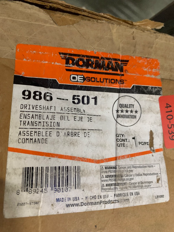 Photo 1 of ** VERY USED/ NO RETURN / FINAL SALE ** Dorman 986-501 Rear Drive Shaft Compatible with Select Ford Models (Made in USA)