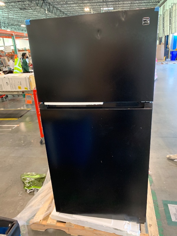 Photo 1 of **MINOR DENTS AROUND**Kenmore 33 in. 20.5 cu. ft. Capacity Refrigerator/Freezer Full-Width Adjustable Glass Shelving, Humidity Control Crispers, Black