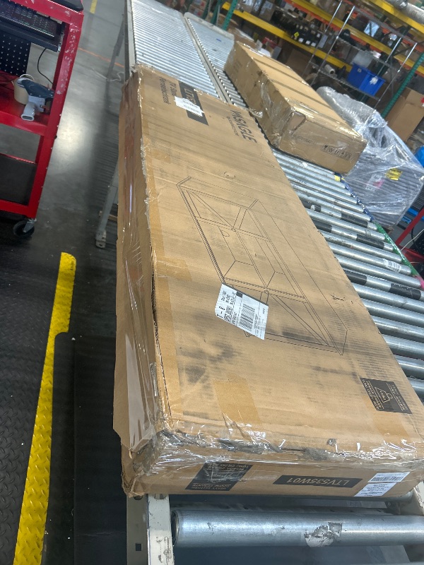 Photo 1 of ****BRAND MEW*****
VASAGLE Farmhouse TV Stand for TVs up to 65 Inches, Entertainment Center with Storage Cabinets and Sliding Barn Doors, Media Console Table for Living Room, Rustic White and Honey Brown ULTV535W01