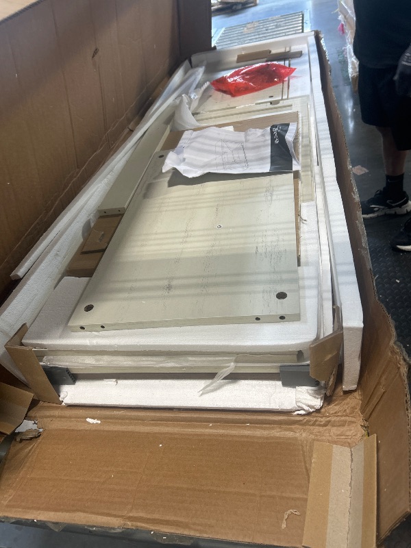 Photo 1 of ****BRAND MEW*****
VASAGLE Farmhouse TV Stand for TVs up to 65 Inches, Entertainment Center with Storage Cabinets and Sliding Barn Doors, Media Console Table for Living Room, Rustic White and Honey Brown ULTV535W01