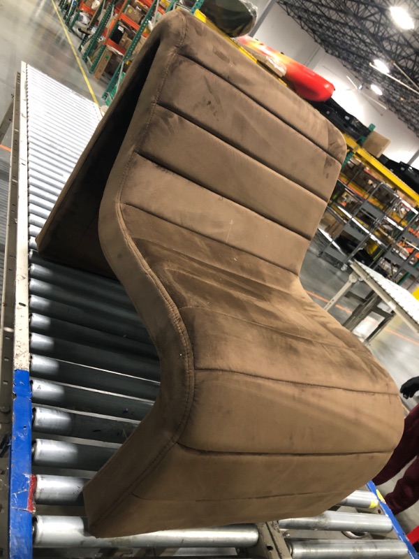 Photo 1 of ** USED/ DAMAGE MINOR** Meridian Furniture 403Brown Ivy Collection Modern | Contemporary Velvet Upholstered Accent Chair with Rich Brown Velvet, Channel Tufted Design, Curved Shape, 26.4" W x 37.4" D x 31.1" H, Brown