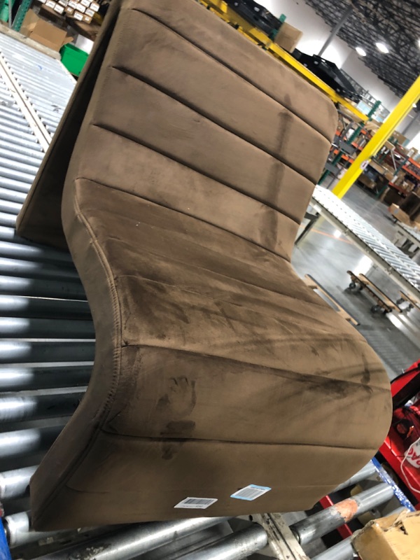 Photo 1 of ** USED/ DAMAGE MINOR**** Meridian Furniture 403Brown Ivy Collection Modern | Contemporary Velvet Upholstered Accent Chair with Rich Brown Velvet, Channel Tufted Design, Curved Shape, 26.4" W x 37.4" D x 31.1" H, Brown