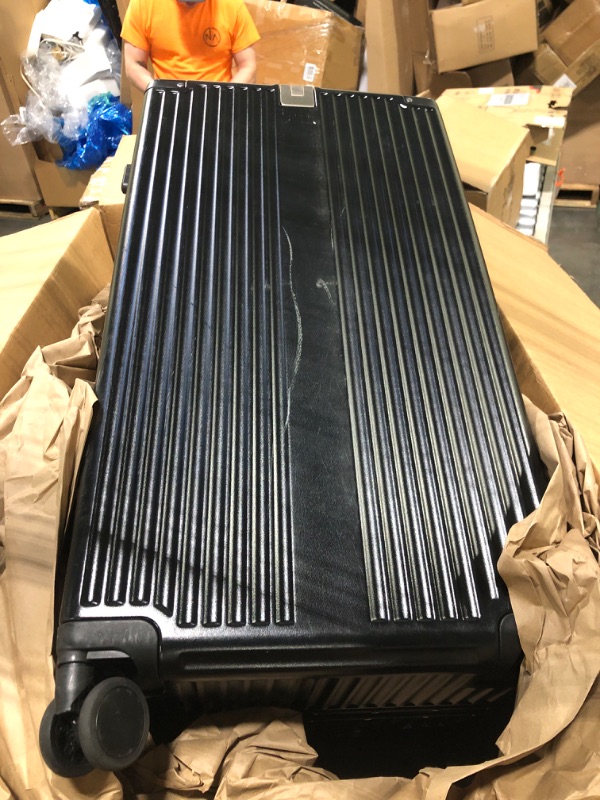 Photo 1 of *** USED/ DAMAGE MINOR***feilario 30in Super Large Captain Aluminum Frame Hardside Spinner Wheels Luggage, Removable Wheels Zipperless Checked Suitcase with Cup Holder/Phone Holder