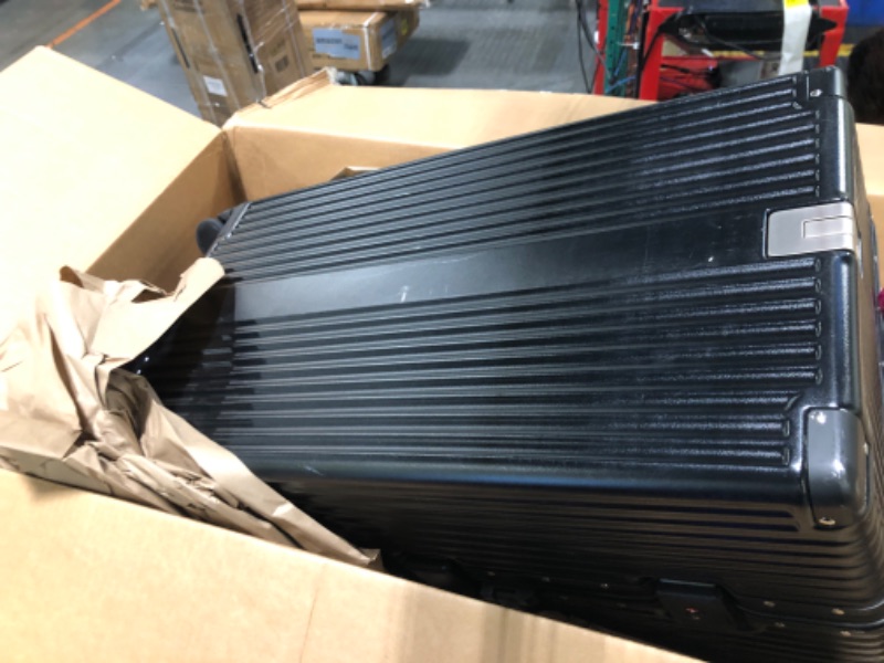 Photo 1 of *** USED/ DAMAGE MINOR***feilario 30in Super Large Captain Aluminum Frame Hardside Spinner Wheels Luggage, Removable Wheels Zipperless Checked Suitcase with Cup Holder/Phone Holder