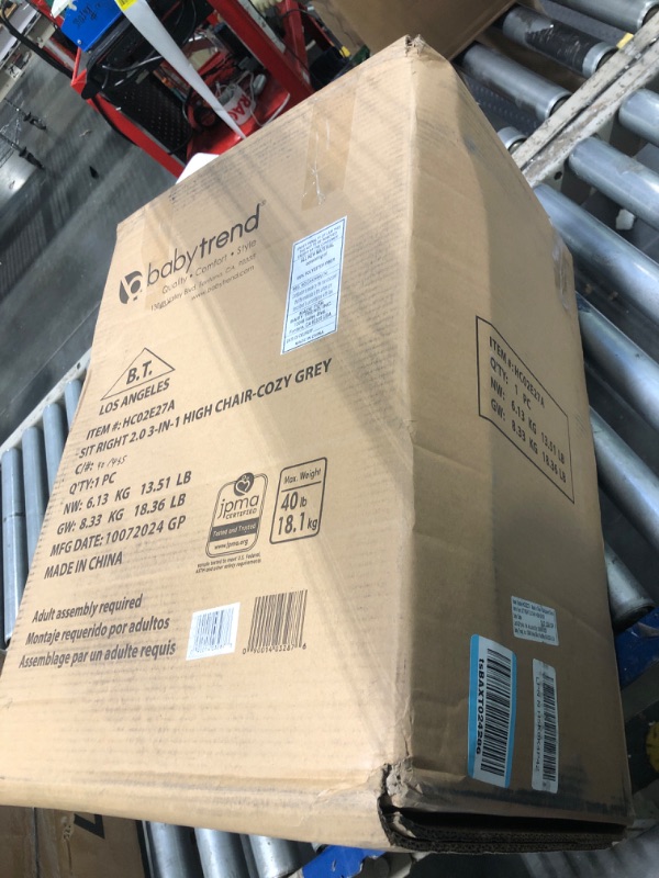 Photo 1 of ** USED/ UNTESTED**Baby Trend Sit Right 2.0 3-in-1 High Chair - Cozy Grey