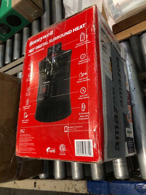 Photo 1 of ** UNTESTED*** Honeywell HHF370B 360 Degree Surround Fan Forced Heater with Surround Heat Output Charcoal Grey Energy Efficient Portable Heater with Adjustable Thermostat & 2 Heat Settings , Black