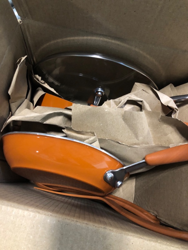Photo 1 of ** used**Rachael Ray Cucina Nonstick Cookware Pots and Pans Set, 12 Piece, Pumpkin Orange