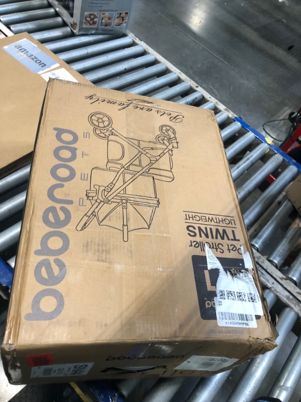 Photo 1 of ** USED***Beberoad Pets T1 Double Pet Stroller for 2 Small Dogs or Cats Lightweight Foldable Double Cat Stroller with Detachable Carrier (Black)