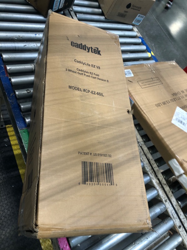 Photo 1 of ** USED** Caddytek CaddyLite EZ V8 Golf Push Cart - Lightweight 3 Wheel Foldable Cart with One-Click 2-Step Folding, EVA Wheels, Adjustable Handle, Cooler Basket, Umbrella & Drink Holder, Compact Golf Cart