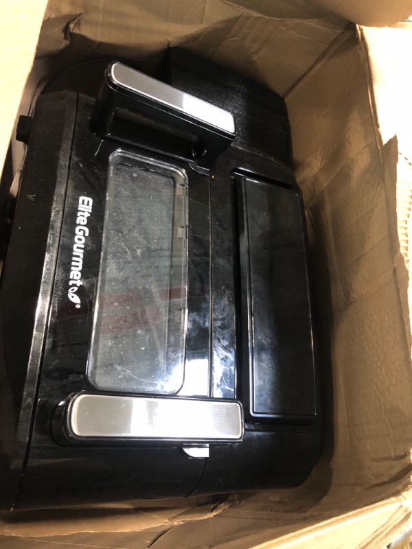 Photo 1 of ** VERY USED/ UNTESTED****Elite Gourmet EAF1055D Dual Zone Air Fryer Oven, 11QT. Capacity with Divider, Sync Finish, Dishwasher Safe Basket, 10 Preset Functions, 1600-Watts, with Recipe Booklet, Black