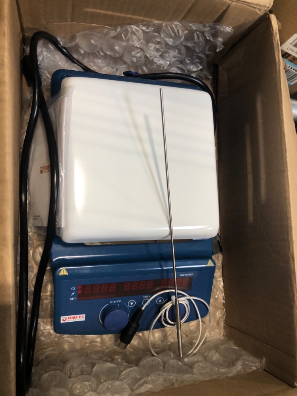 Photo 1 of *** USED / UNTESTED****FOUR E'S SCIENTIFIC 510?/950°F 7 Inch Magnetic Stirrer Hot Plate with Timer Max 20L Stirring Capacity 50-1500RPM 110V
