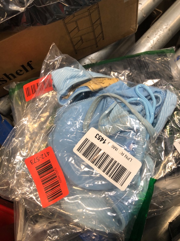 Photo 1 of ** VERY USED*** Eomenie Ribbed Bikini Sets for Women Sexy Halter Triangle Top Two Piece Bathing Suit Tie Side Swimsuit Light Blue