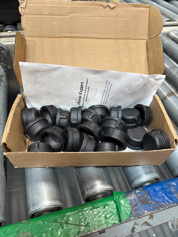 Photo 1 of 1" Black Industrial Pipe Fitting Caps - Home Expert 20 Pack Iron Cast Metal Pipe Caps for Steampunk Vintage Shelf Bracket DIY Plumbing