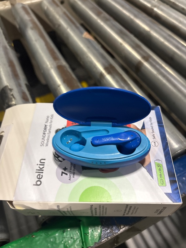 Photo 1 of **MISSING 1 EARBUD**Belkin Soundform Nano - Bluetooth Earbuds for Kids with Built-in Microphone, 24H Battery Life, 85dB Safe Volume Limit - Kids Bluetooth Earbuds for iPhone, iPad, Galaxy & More - Blue