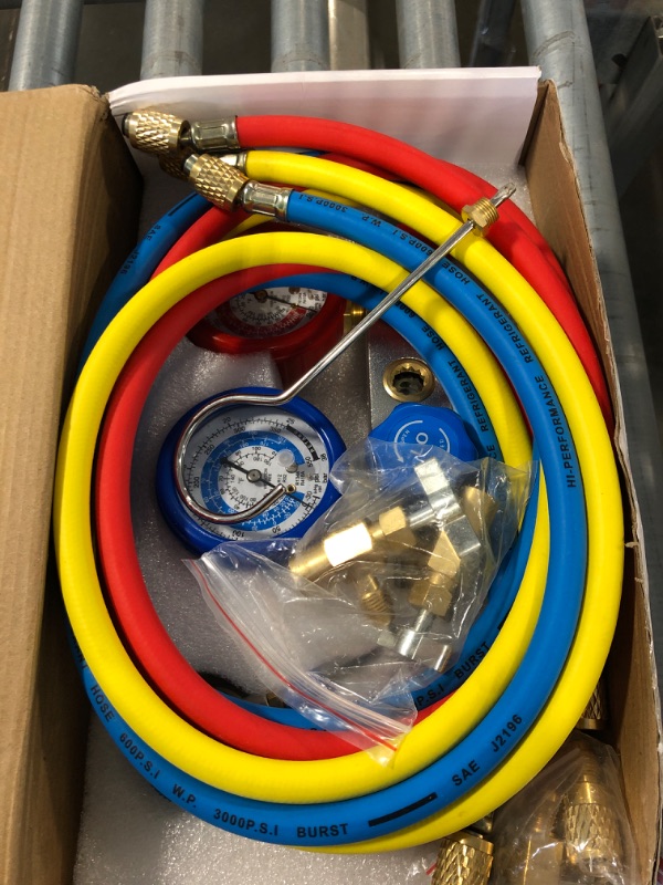 Photo 1 of ***READ CLERK NOTES***
BACOENG 3.6CFM 1/4HP AC Vacuum Pump and Manifold Gauge Set for R134a R12 R410a HVAC Air Conditioning Refrigeration, Includes Can Tap and Quick Coupler Adapters