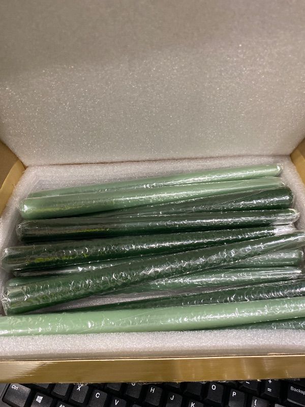 Photo 1 of *Missing Parts*
Taper Candles 10 Inch Green 20 Pack Unscented, Dripless, Smokeless Long Tall Tapered Candlesticks Wedding Home Decor Dinner Natural Color Series