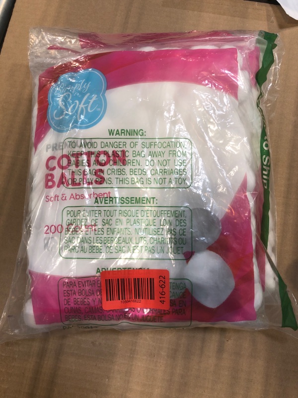 Photo 1 of ****** ONLY 2 PACKS ******* Simply Soft Premium Cotton Balls (600 Count), 100% Pure Cotton, Large Cotton Balls for Face and Nail Polish Remover