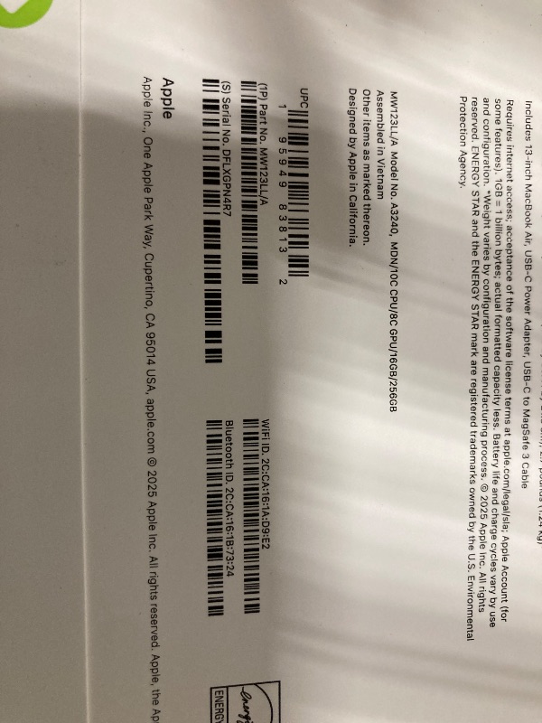 Photo 1 of ***factory sell*** Apple 2025 MacBook Air 13-inch Laptop with M4 chip: Built for Apple Intelligence, 13.6-inch Liquid Retina Display, 16GB Unified Memory, 256GB SSD Storage, 12MP Center Stage Camera, Touch ID; Midnight