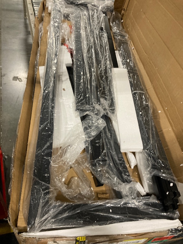 Photo 1 of ** VERY USED** Feonase Full Size Metal Bed Frame with Faux Leather Button Tufted Headboard, Heavy-Duty Platform Bed Frame with 12" Storage, Steel Slats Support, No Box Spring Needed, Noise Free, Black