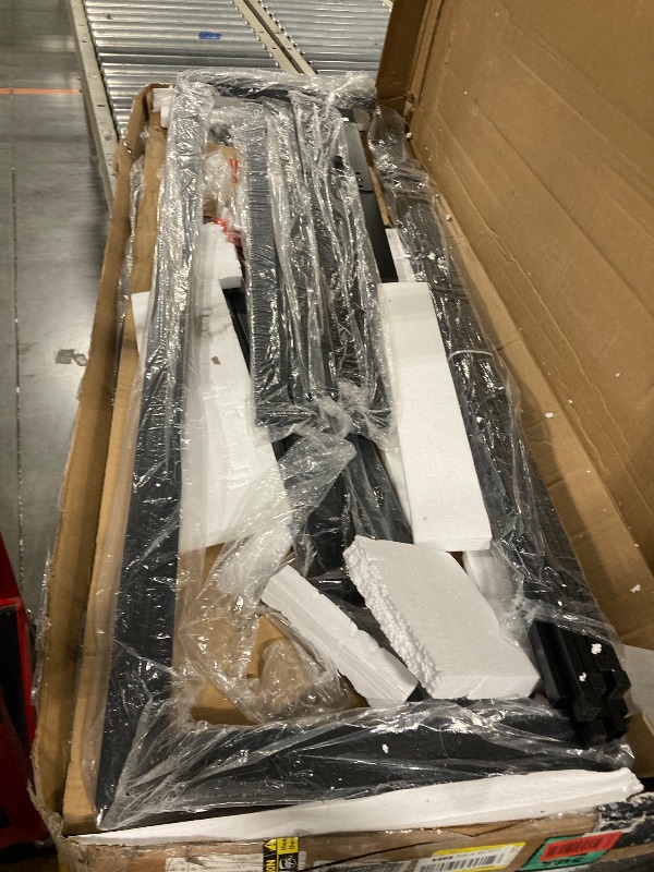 Photo 1 of ** VERY USED** Feonase Full Size Metal Bed Frame with Faux Leather Button Tufted Headboard, Heavy-Duty Platform Bed Frame with 12" Storage, Steel Slats Support, No Box Spring Needed, Noise Free, Black