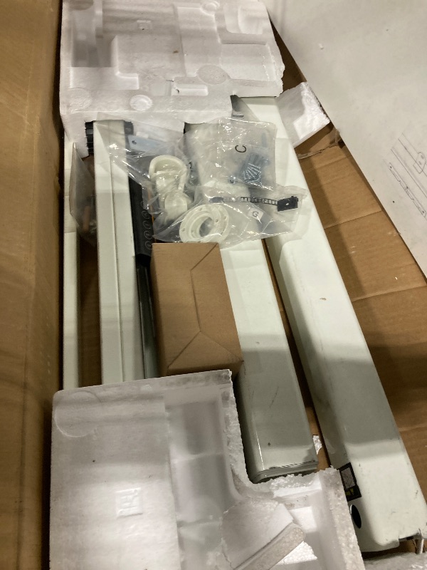 Photo 1 of ** DAMAGE MINOR / INCLUDED HARDWARE** YDN Electric Standing Desk Adjustable Height, 40 x 24 Inches Stand up Desk with Cable Management, Home Office Desks with Splice Board & White Frame, White Top