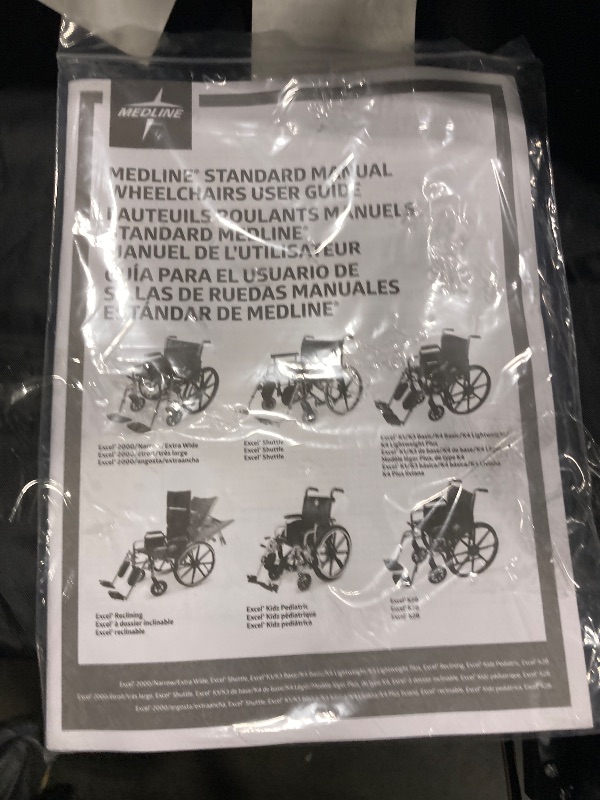 Photo 1 of ** INCLUDED MANUAL / UNPACKAGED ** Medline Premium UltraLightweight Wheelchair with FullLength FlipBack Arms and Elevating Leg Rests for Extra Comfort 18” Seat, No, 1 Count