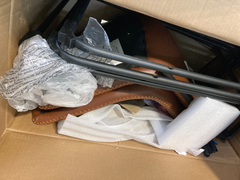 Photo 1 of ** USED / 2 BOXES ** DUMOS 26 Inch Counter Height Bar Stools Set of 4, Modern Faux Leather High Barstools with Back and Metal Leg, Bar Chairs for Kitchen lsland, Brown