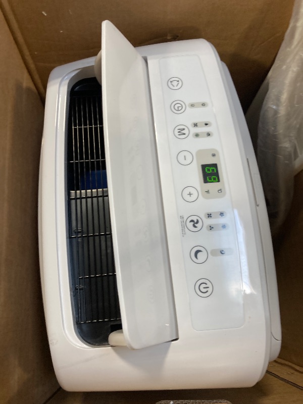 Photo 1 of ** USED/ TESTED FUNCTIONAL/ INCLUDED MANUAL CONTROL AND ACCESORIES **Amazon Basics 3-In-1 Portable Air Conditioner, 12000 BTU (ASHRAE), Cools Up to 550 Sqf, Portable AC with Cool/Dry (Dehumidifier)/Fan-Only Functions, Auto Mode, Sleep Mode, Timer, White
