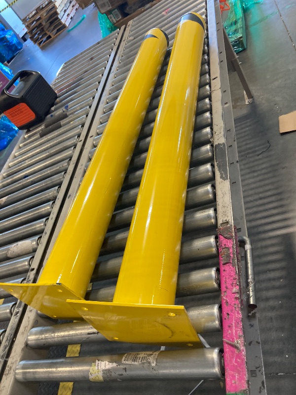 Photo 1 of ** DAMAGE MINOR** VEVOR Safety Bollard, 48 Inch Height Bollard Post, 4.5 Inch Diameter Steel Pipe Safety Bollard Post, Yellow Steel Bollard, Steel Safety Bollard with 8 Anchor Bolts, Perfect for Traffic-Sensitive Area