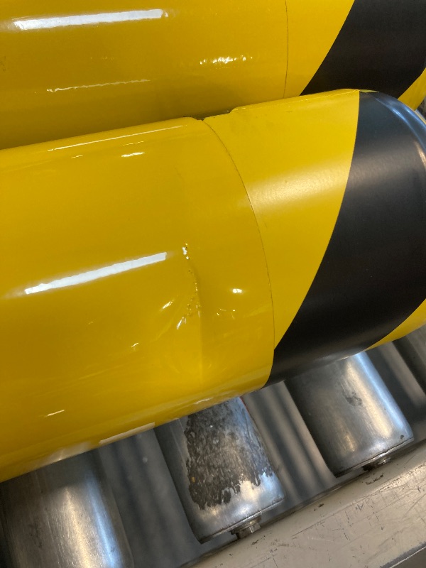 Photo 1 of ** DAMAGE MINOR** VEVOR Safety Bollard, 48 Inch Height Bollard Post, 4.5 Inch Diameter Steel Pipe Safety Bollard Post, Yellow Steel Bollard, Steel Safety Bollard with 8 Anchor Bolts, Perfect for Traffic-Sensitive Area