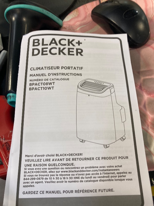 Photo 1 of ** USED / FUNCTIONAL / TESTED** BLACK+DECKER Portable Air Conditioner, 8,000 BTU (3,950 BTU SACC) for Rooms up to 400 Sq. Ft., Portable AC with Follow Me Remote Control and Window Kit, BPACT08WT, White