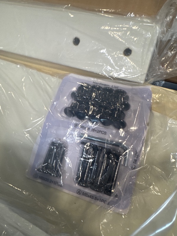 Photo 1 of ** USED / INCLUDED HARDWARE** IDEALHOUSE Twin Bed Frames, Upholstered Platform Bed Frame with Bookcase Headboard, Velvet Platform Bed Mattress Foundation, Heavy Duty Steel Support Legs, Easy Assembly, Noise Free, Cream White