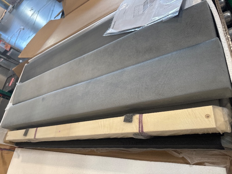 Photo 1 of ** NEW / INCLUDED HARDWARE** Yaheetech Twin Bed Frame Upholstered Platform Bed with Wing Side/Wooden Slat Support/Tufted Headboard with Wing Side/Mattress Foundation/No Box Spring Needed,Light Gray Twin Bed