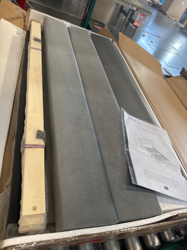 Photo 1 of ** NEW / INCLUDED HARDWARE** Yaheetech Twin Bed Frame Upholstered Platform Bed with Wing Side/Wooden Slat Support/Tufted Headboard with Wing Side/Mattress Foundation/No Box Spring Needed,Light Gray Twin Bed